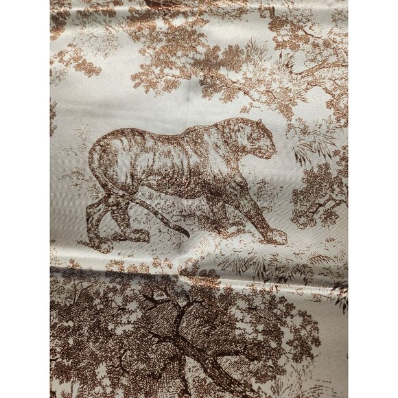 Scarf Brown & Beige Animal Wildlife Print Luxury Large 35" Square Accessory - Picture 7 of 15